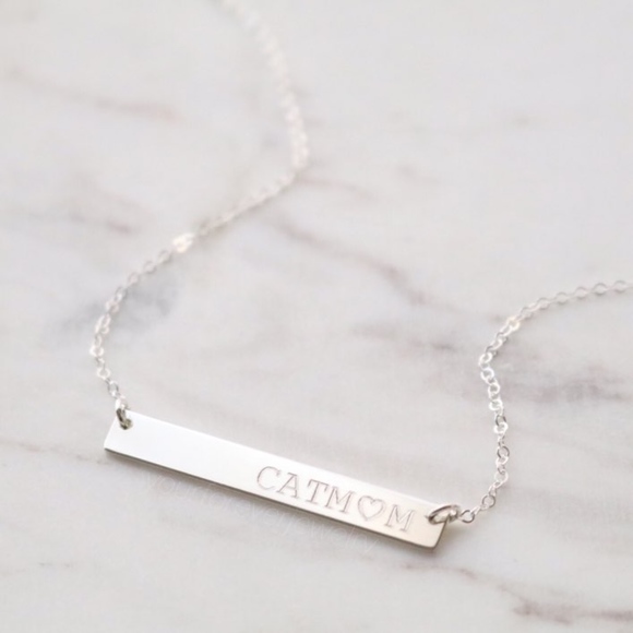 Jewelry - Sterling Silver Personalized Engraved Bar Necklace